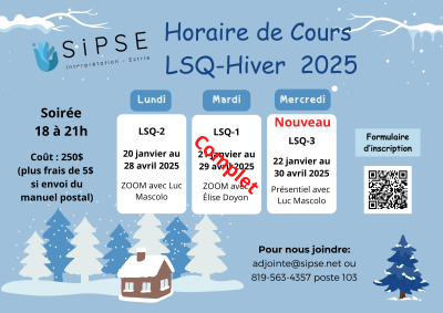 Inscription pour les cours LSQ Session hiver 2025